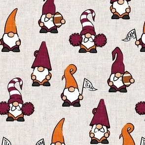 Game Day Gnomes - football fall - maroon and orange on natural - LAD22