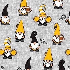 Game Day Gnomes - football fall - black and gold on grey - LAD22