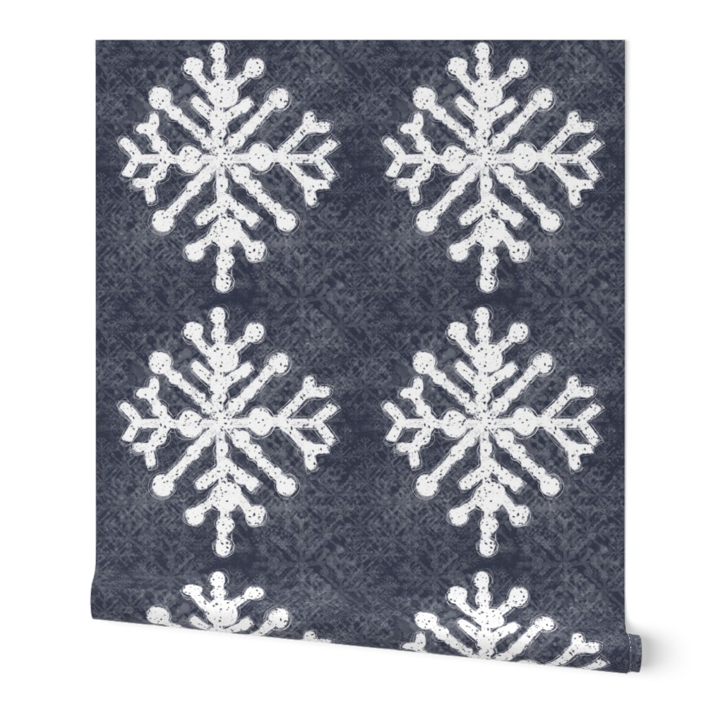 6x6 Navy Blue Snowflakes