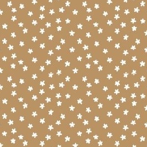 Funky White Daisy Floral Pattern on Solid Gold Color Background 3 inch Repeat