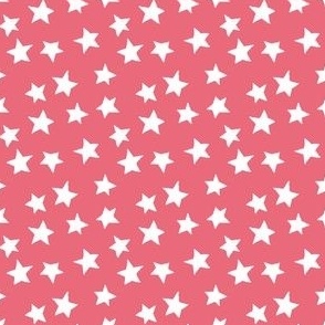 Funky White Stars Scattered on Solid Dark Pink Background 2 inch Repeat