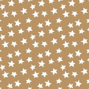 Funky White Stars Scattered on Solid Gold Color Background 2 inch Repeat
