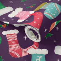 Christmas Cute Stockings Purple