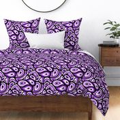 Abstract Mid Century Modern (MCM) Paisley // Grape, Purple, Lavender, Black and White