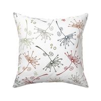 dandelions - earthy hand-drawn dandelions on white - floral fabric and wallpaper