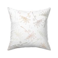 dandelions - neutral hand-drawn dandelions on white - floral fabric and wallpaper