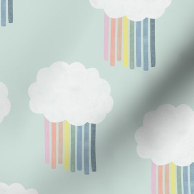 (jumbo scale) rainbow clouds - mint - LAD22