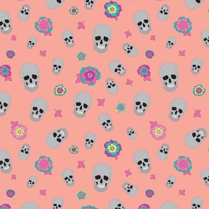 Funky Skull and Flowers