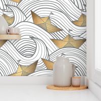 Origami waves (gold and gray)
