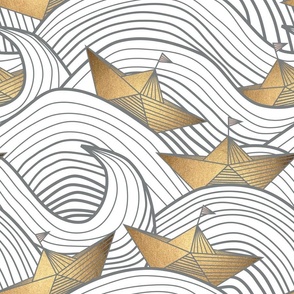 Origami waves (gold and gray)