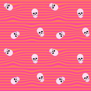 Skulls on Pink and Orange Stripes