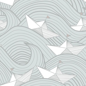 Origami waves (soft gray)