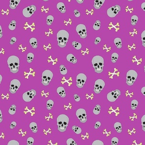 Halloween Skulls and hearts purple