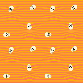Skulls on Orange and Gold Stripes 