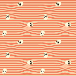 Skulls on Orange and Beige Stripes 