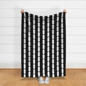 VERTICAL SPIKED STRIPES - BLACK AND WHITE, JUMBO SCALE