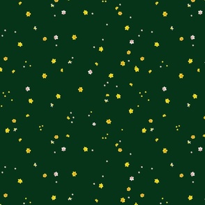 Starry Night Daffodils Forest Green