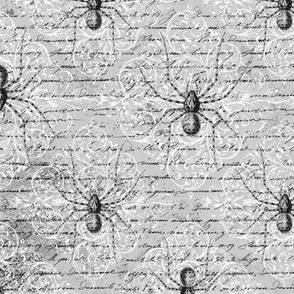 gothic spider halloween damask grey 1