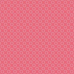 Small Geometric White Dotted Circles on a Solid Dark Pink Background with1.5 inch Repeat