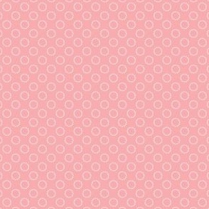 Small Geometric White Dotted Circles on a Solid Medium Pink Background with 1.5 inch Repeat