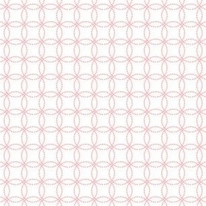 Geometric Dotted Floral Tile Pattern in Pink on a Solid White Background with 2 inch Repeat