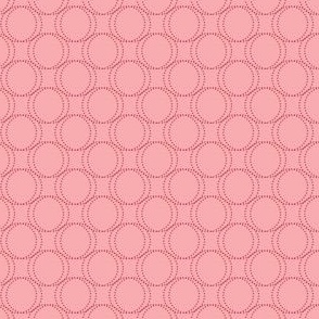 Geometric Dotted Ovals Darkest Pink on Medium Pink 1 inch Repeat