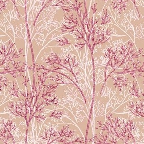 Forest stylization, Pink trees on a beige background