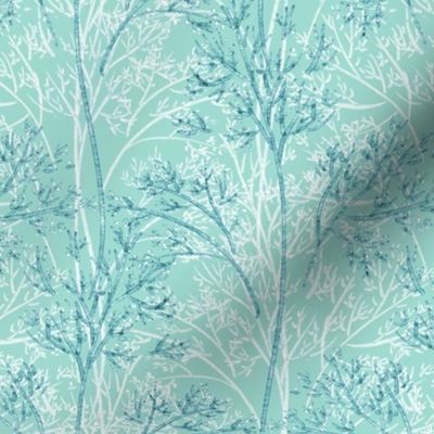 Forest stylization, Blue trees on a turquoise background