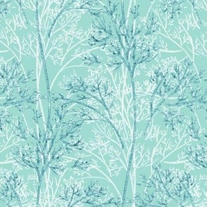 Forest stylization, Blue trees on a turquoise background