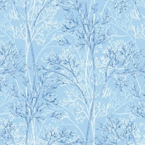 Forest stylization, Blue trees on a light blue background