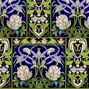 Green and Blue Floral Art Nouveau Tiles