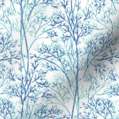 Forest stylization, Blue trees on a white background