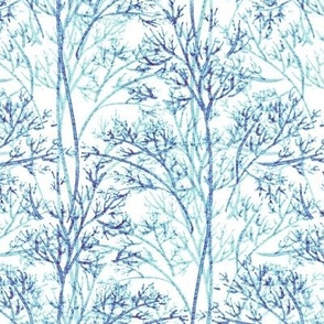 Forest stylization, Blue trees on a white background