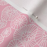 Little Lily flower pond Japanese botanical abstract minimalist design boho style white on blush pink