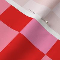 Abstract checkerboard valentine plaid gingham design red pink on white LARGE