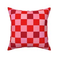 Abstract checkerboard valentine plaid gingham design red pink on white LARGE