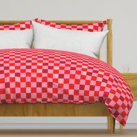 Abstract checkerboard valentine plaid gingham design red pink on white LARGE