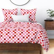 Abstract checkerboard valentine plaid gingham design red burgundy peach on white lilac large