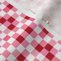 Abstract irregular checkerboard valentine plaid gingham design red pink on white SMALL
