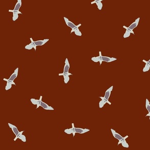 Seagulls Birds Flying High on Ruby Red - Small Coastal Birds