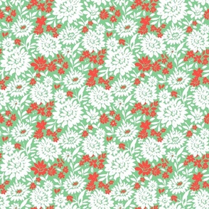 Christmas Florals Green Red and white Regular Scale by Jac Slade