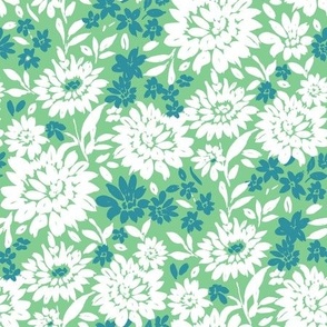 Christmas Florals Green Teal and white Regular Scale by Jac Slade