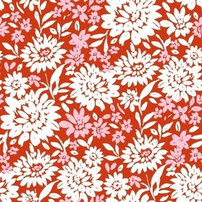 Christmas Florals Red pink and white Regular Scale by Jac Slade