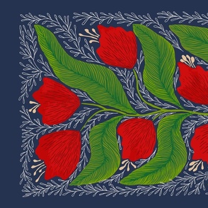 Tulip Tea Towel, Wall hanging Red-Green-Blue 