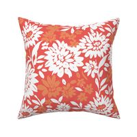 Christmas Florals Vintage red orange and white XL Scale by Jac Slade