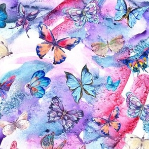 Abstract Watercolor Butterflies