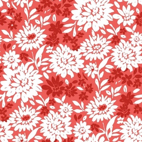 Christmas Florals Red and white Large Scale by Jac Slade