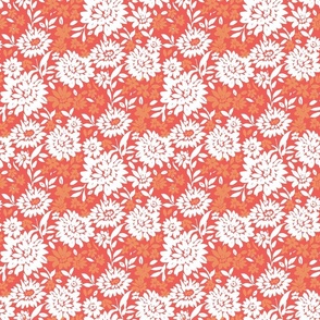 Christmas Florals Vintage red orange and white Regular Scale by Jac Slade
