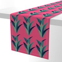 Leaves pattern on pink background 