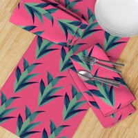 Leaves pattern on pink background 